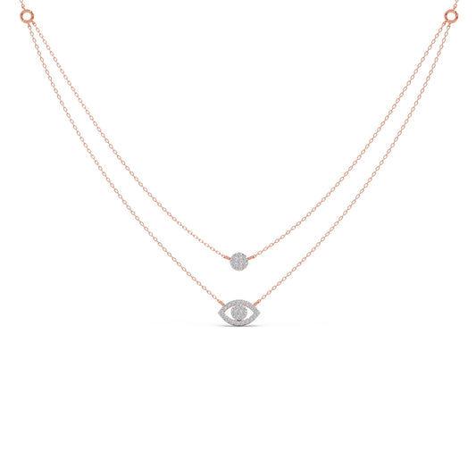 Dual Shine Evil Eye Diamond Layered Necklace - Rose