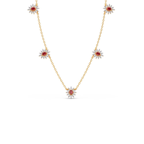 Pink-Tourmaline colourstone diamond Necklace