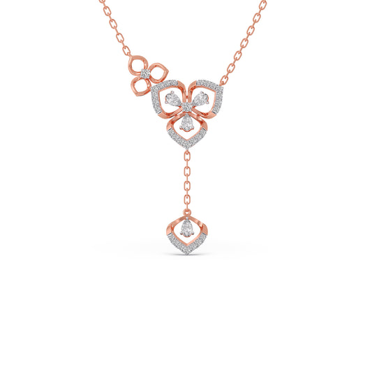 Petalique Teardrop Diamond Lariat Necklace - Rose