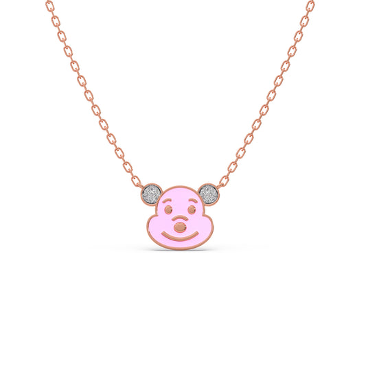 Pooh's Little Smacker Diamond Kids Necklace - Rose