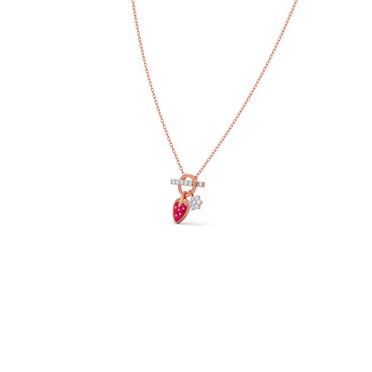 Strawberry Bloom Diamond Kids Necklace - Rose