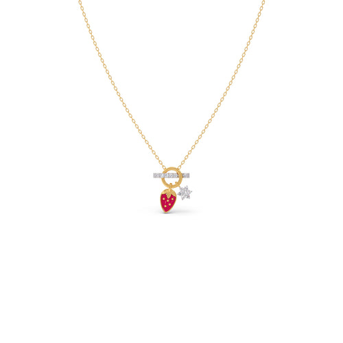 Strawberry Bloom Diamond Kids Necklace