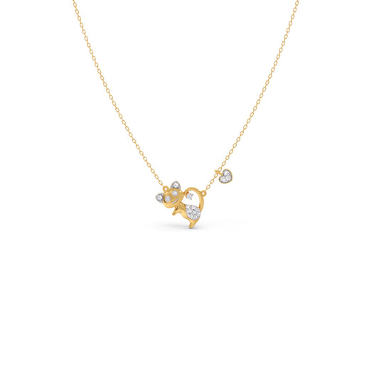 Magic Meow Diamond Kids Necklace - Yellow