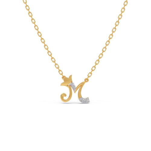 M Alphabet Diamond Kids Necklace