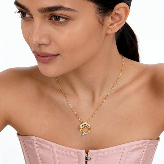 The Golden Fin Diamond Kids Necklace - MQ_AI
