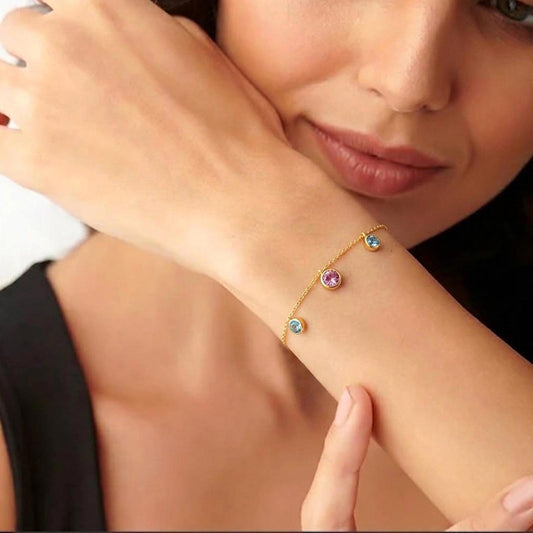Chrome Dual Coloured Lab Diamond Chain Bracelet - MQ_AI
