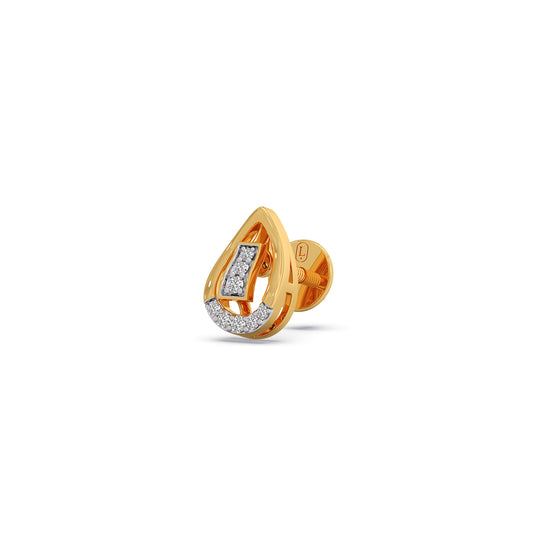 Pear-Cut Diamond Halo Stud Earrings - Yellow