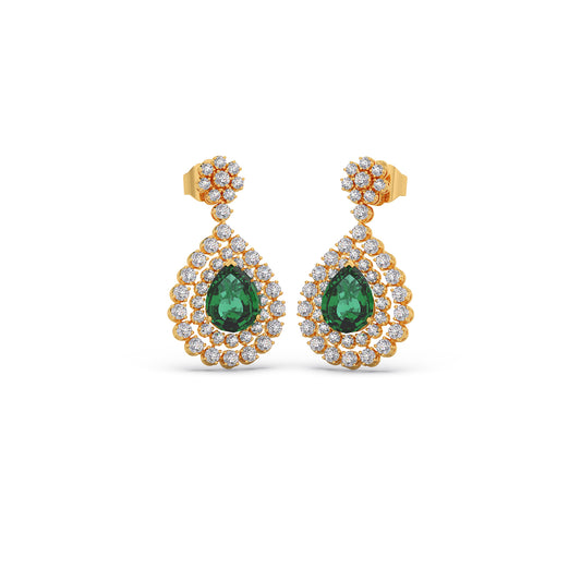 Gemstone and Diamond Chandelier Earrings - Yellow