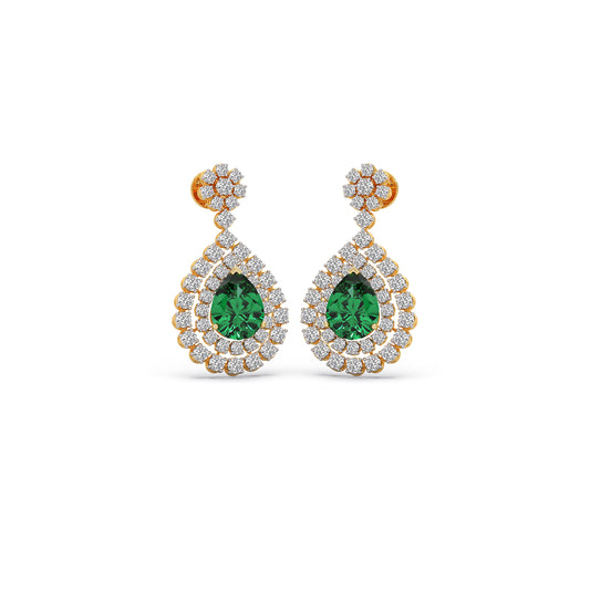 Gemstone and Diamond Chandelier Earrings - Yellow