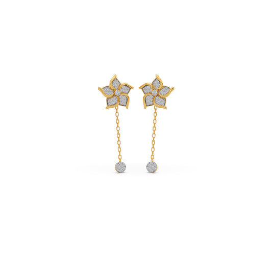 Aster Pave Diamond Dangle Earrings - Yellow