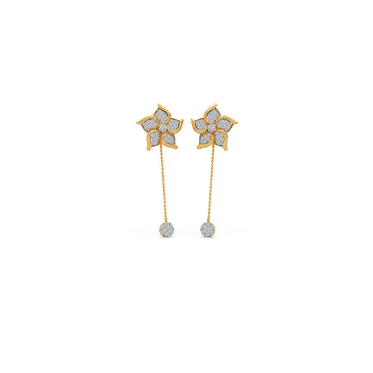 Aster Pave Diamond Dangle Earrings - Yellow