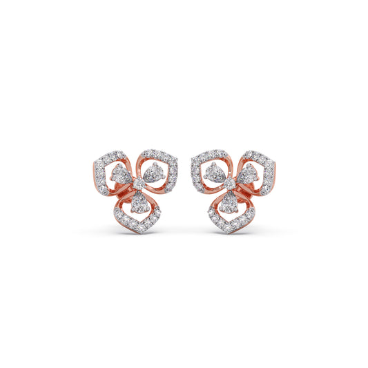 Petal Silhouette Diamond Studs Earring - Rose