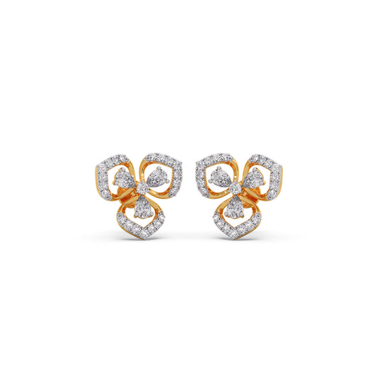 Petal Silhouette Diamond Studs Earring - Yellow