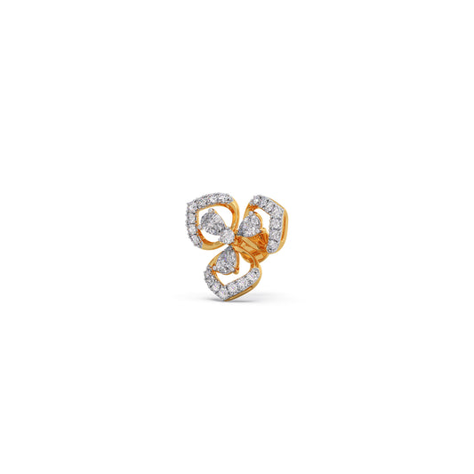 Petal Silhouette Diamond Studs Earring - Yellow
