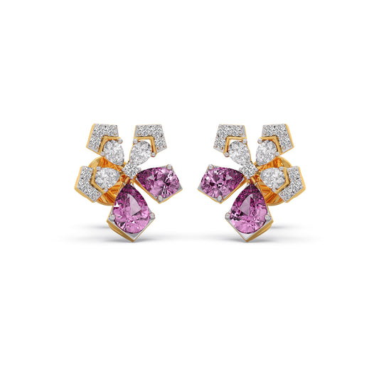 Flora Teardrop Diamond Stud Earrings - Yellow