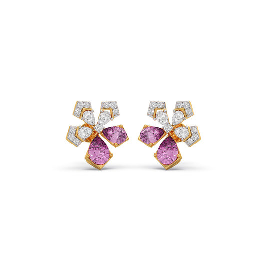 Flora Teardrop Diamond Stud Earrings - Yellow