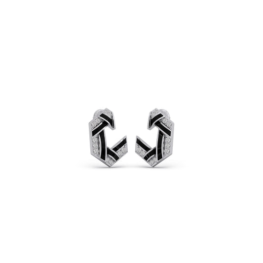 Hexora-enamel Stellar Diamond Earrings - White