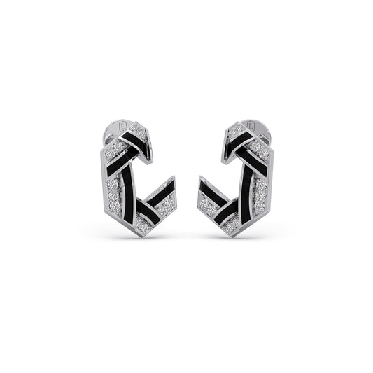 Hexora-enamel Stellar Diamond Earrings - White