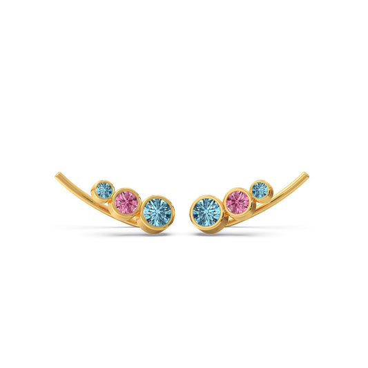 Chrome Dual Coloured Lab Diamond Climber Earrings - Yellow