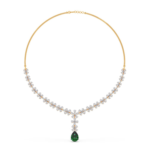 Emerald Pear Drop Diamond Necklace