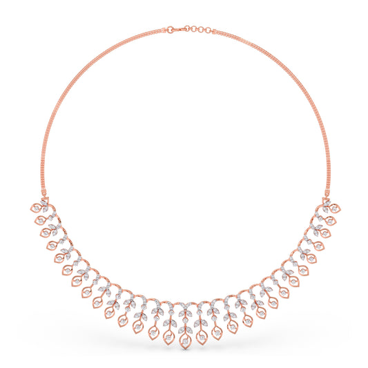 Dewdrop Leaf Diamond Necklace - Rose