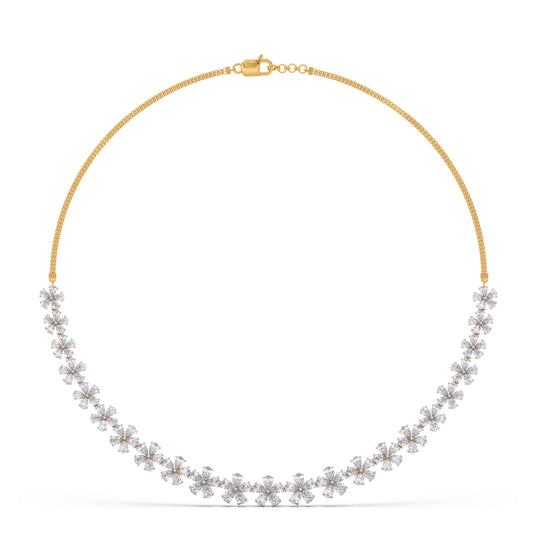Floret Sparkling Diamond Necklace - Yellow