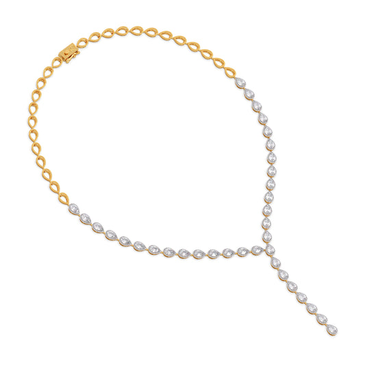 Lariat Teardrop Diamond Necklace - Yellow