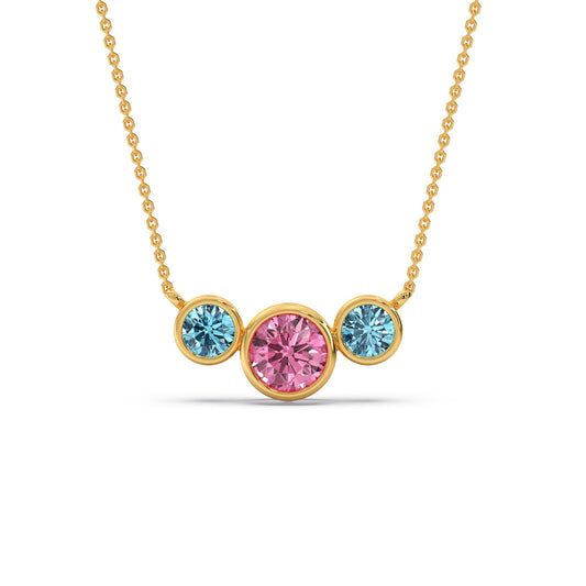 Chrome Dual Coloured Lab Diamond Chain Necklace - Yellow