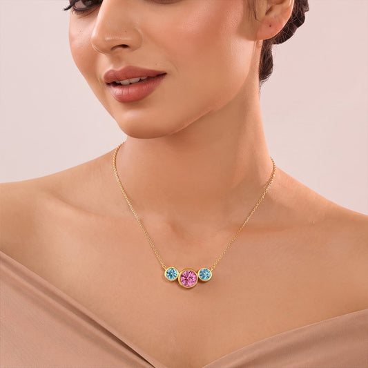 Chrome Dual Coloured Lab Diamond Chain Necklace - MQ_AI