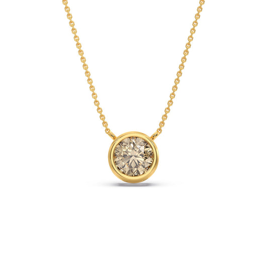 Chrome Round Coloured Lab Diamond Chain Necklace - Yellow