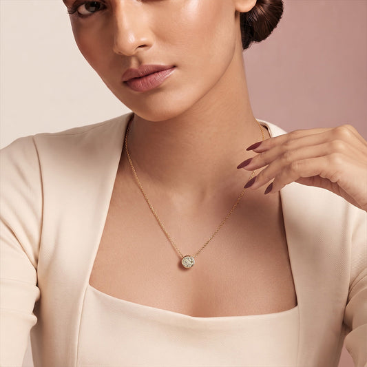 Chrome Round Coloured Lab Diamond Chain Necklace - MQ_AI