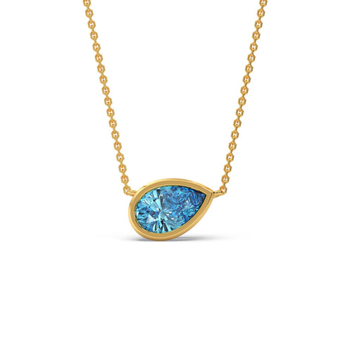 Chrome Blue Coloured Lab Diamond Chain Necklace