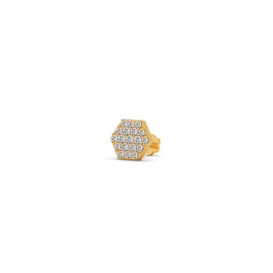 Honeycomb Round Diamond Nosepin - Yellow