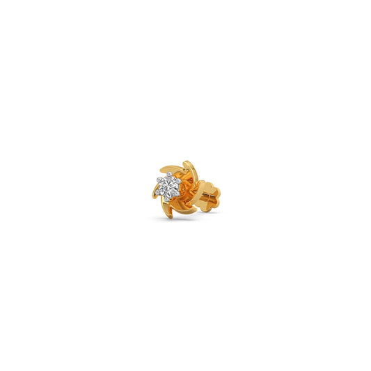Pinwheel Round Diamond Nosepin - Yellow