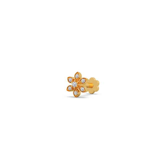 Blossom Round Diamond Nosepin - Yellow