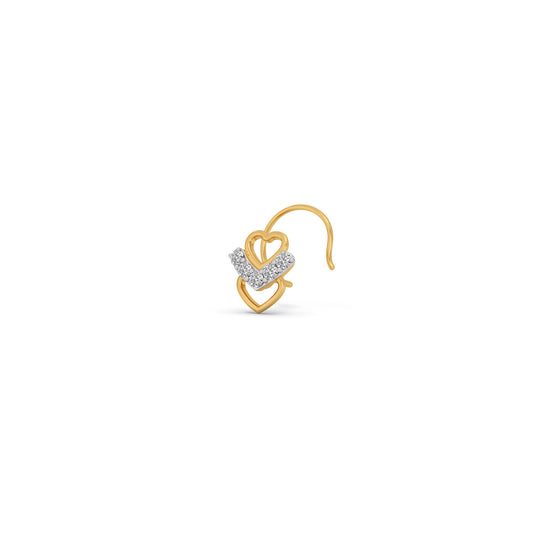 Entwined-Heart Diamond Nosepin - Yellow