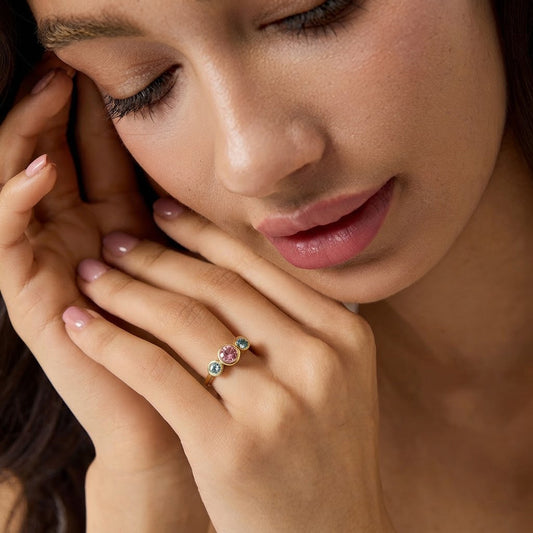 Chrome Dual Coloured Lab Diamond Trilogy Ring - MQ_AI