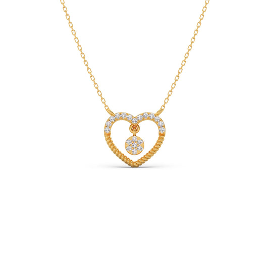 Twisted Heart Drop Diamond Pendant Necklace - Yellow