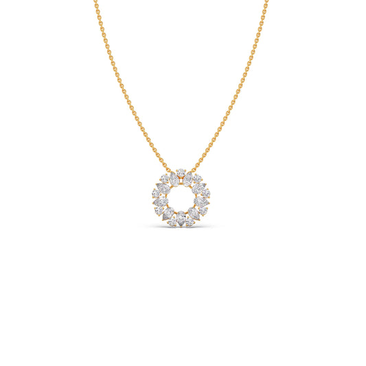Floral Wreath Diamond Pendant Necklace - Yellow