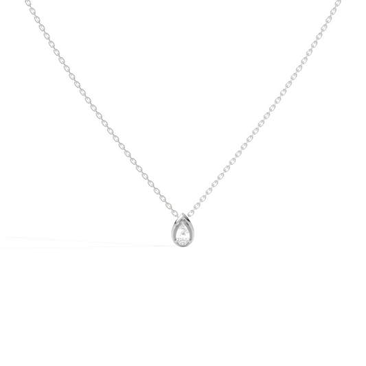 Pear Shape Diamond Pendant Necklace - White