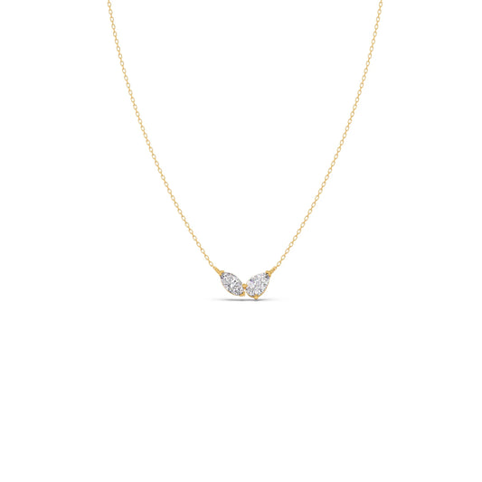 0.99ct Marquise & Oval  Diamond Toi et Moi Pendant - Yellow