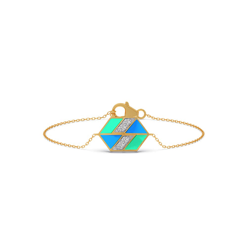 Hexora-Enamel Cobalt Diamond Chain Bracelet