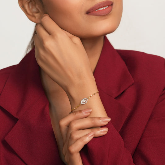 Cathedral Halo Marquise Chain Bracelet - MH