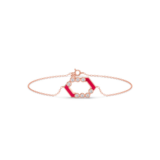 Hexora-Enamel Scarlet Diamond Chain Bracelet - Rose