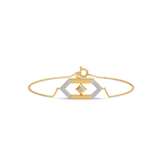 Flutter Diamond Hex Link Chain Bracelet - Yellow