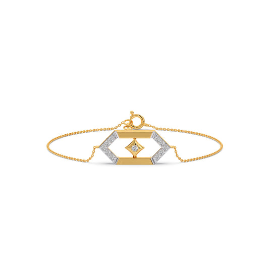 Flutter Diamond Hex Link Chain Bracelet - Yellow
