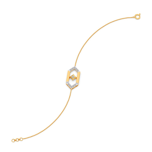 Flutter Diamond Hex Link Chain Bracelet - Yellow
