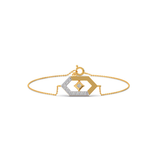 Six-Sided Glamour Diamond Chain Bracelet - Yellow