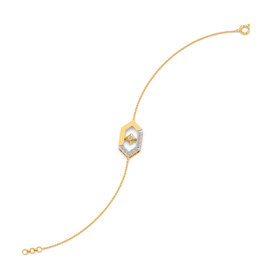 Six-Sided Glamour Diamond Chain Bracelet - Yellow