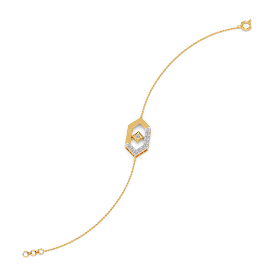 Six-Sided Glamour Diamond Chain Bracelet - Yellow